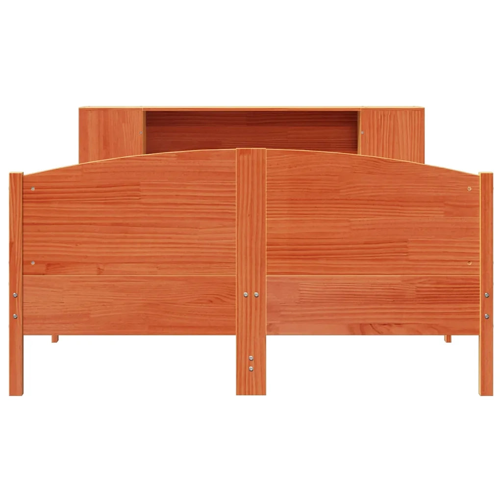 Letto Libreria senza Materasso Marrone Cera 140x200 cm in Pino 3323067