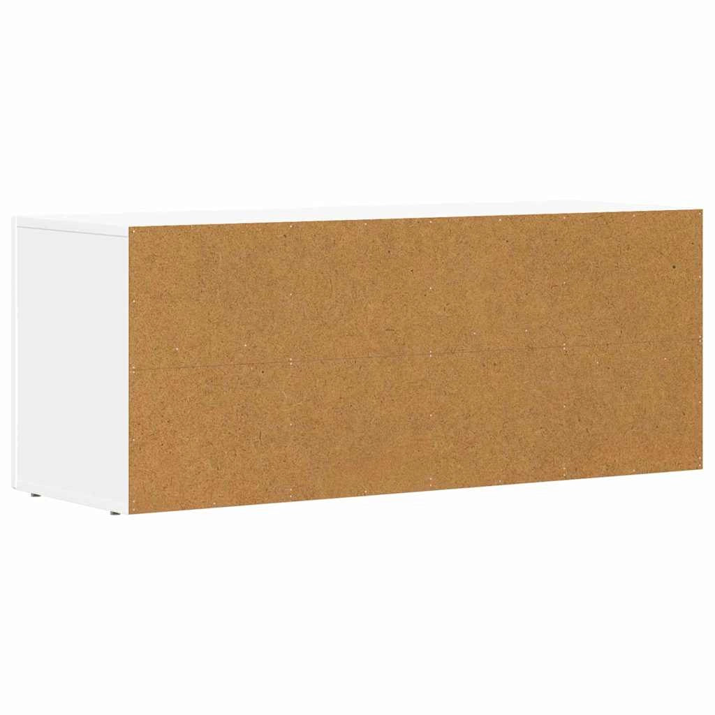 Mobile porta TV rettangolare dal design moderno per soggiorno con ampio spazio contenitivo 100 x 35 x 40 cm in legno composito bianco 02_0054755