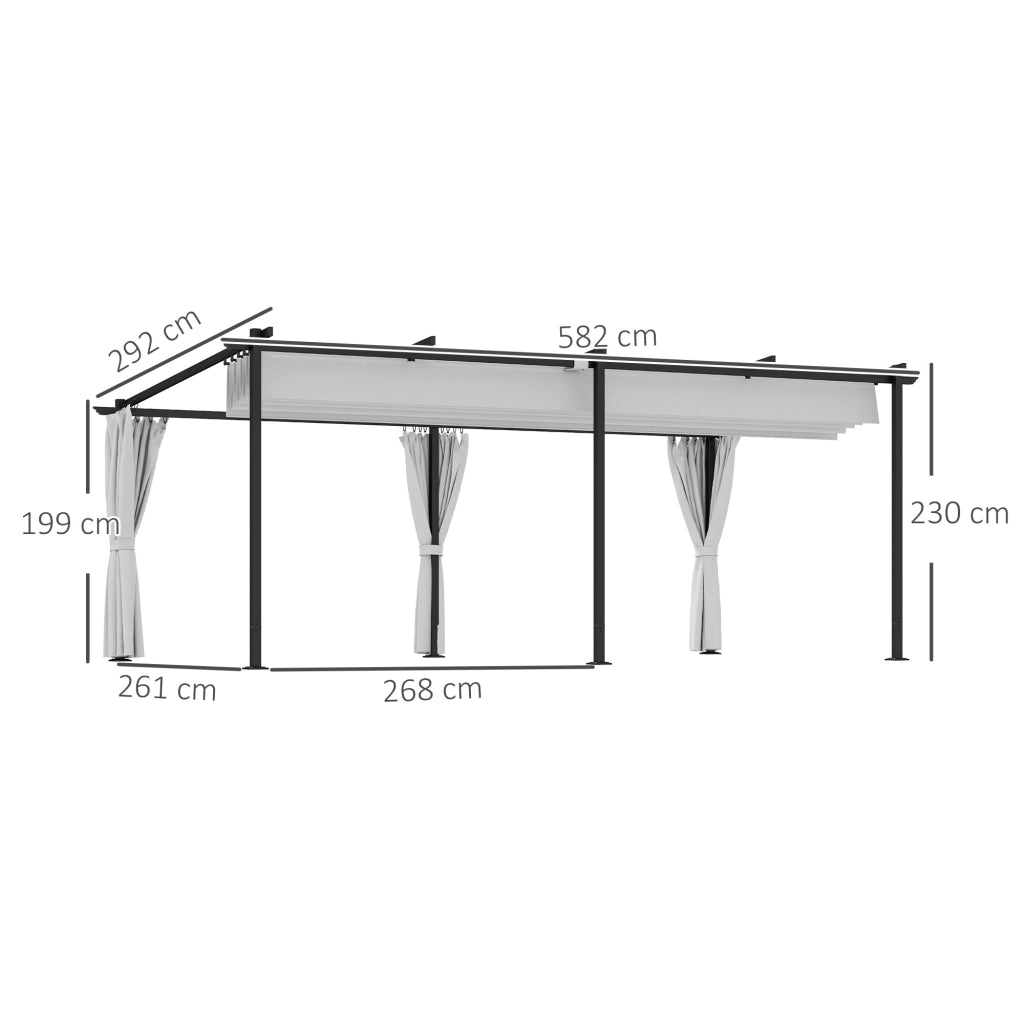 Pergola retrattile con pareti laterali ¨C zephmum ¨C Grigio 3x6 m