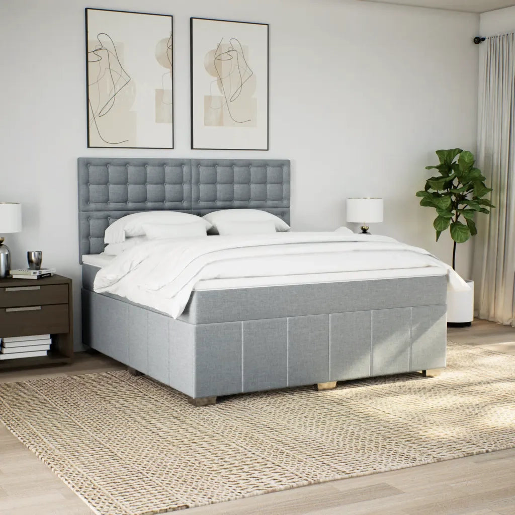 vidaXL Giroletto a Molle con Materasso Grigio Chiaro180x200 cm Tessuto