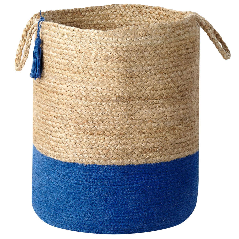 Set di 2 cestini portaoggetti in cotone iuta navy e naturale da 50 cm portabiancheria Boho