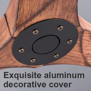 Ventilatore da soffitto 52 pollici senza luce; reversibile; con telecomando; nero e noce scuro