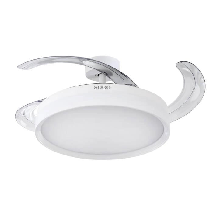 Ventilatore da soffitto 105 cm con pale retrattili, motore DC 30W, luce LED 40W, 6 velocità, timer e telecomando - SOGO