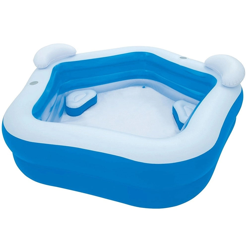 Trade Shop - Piscina Gonfiabile Fuoriterra 213 X 207 X 69 Cm Con Portabicchieri Cuscini -