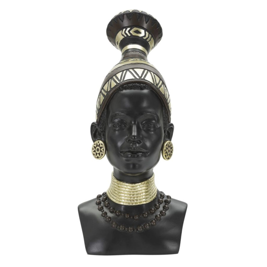 Scultura Africa 7, Nero, Poliresina, 23x19x38,5 cm