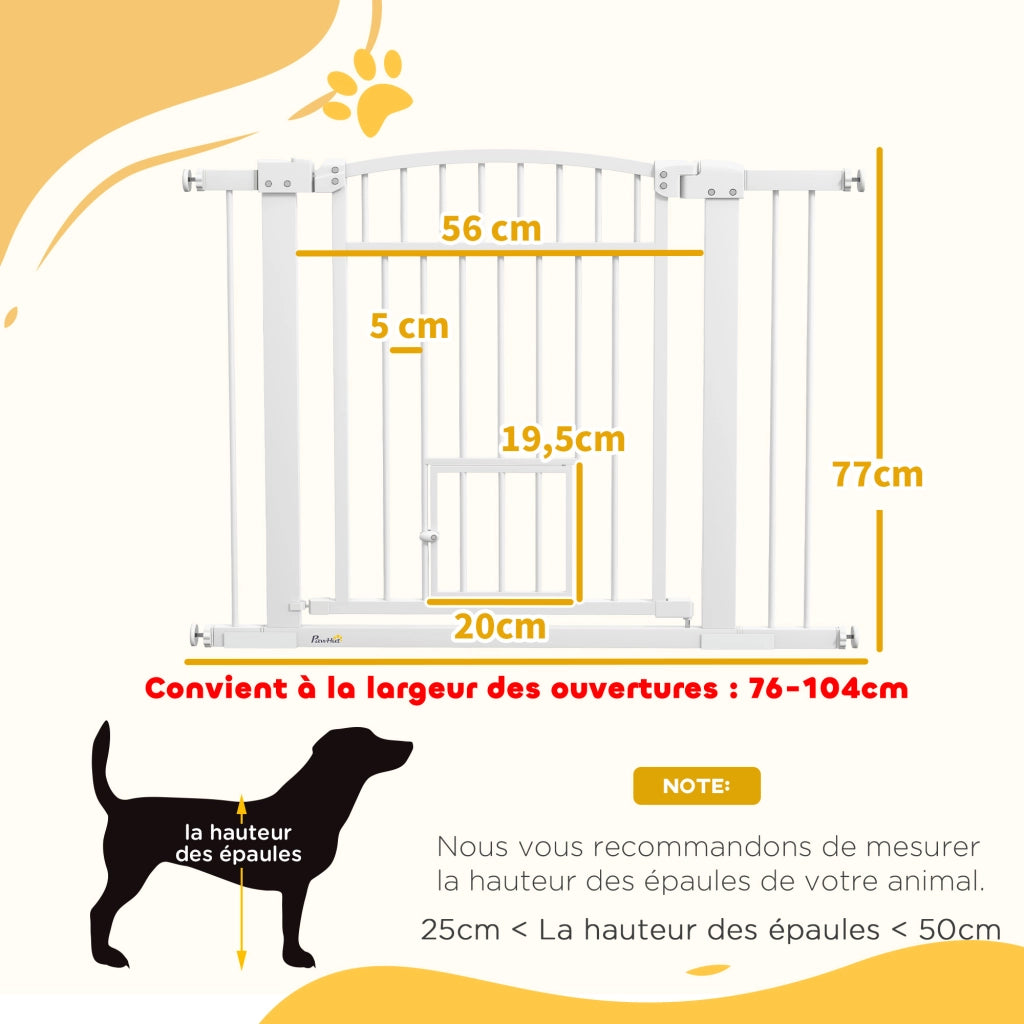 Barriera di Sicurezza per Cani a Doppia Chiusura ¨C Minimal ¨C Bianco 76-104 cm
