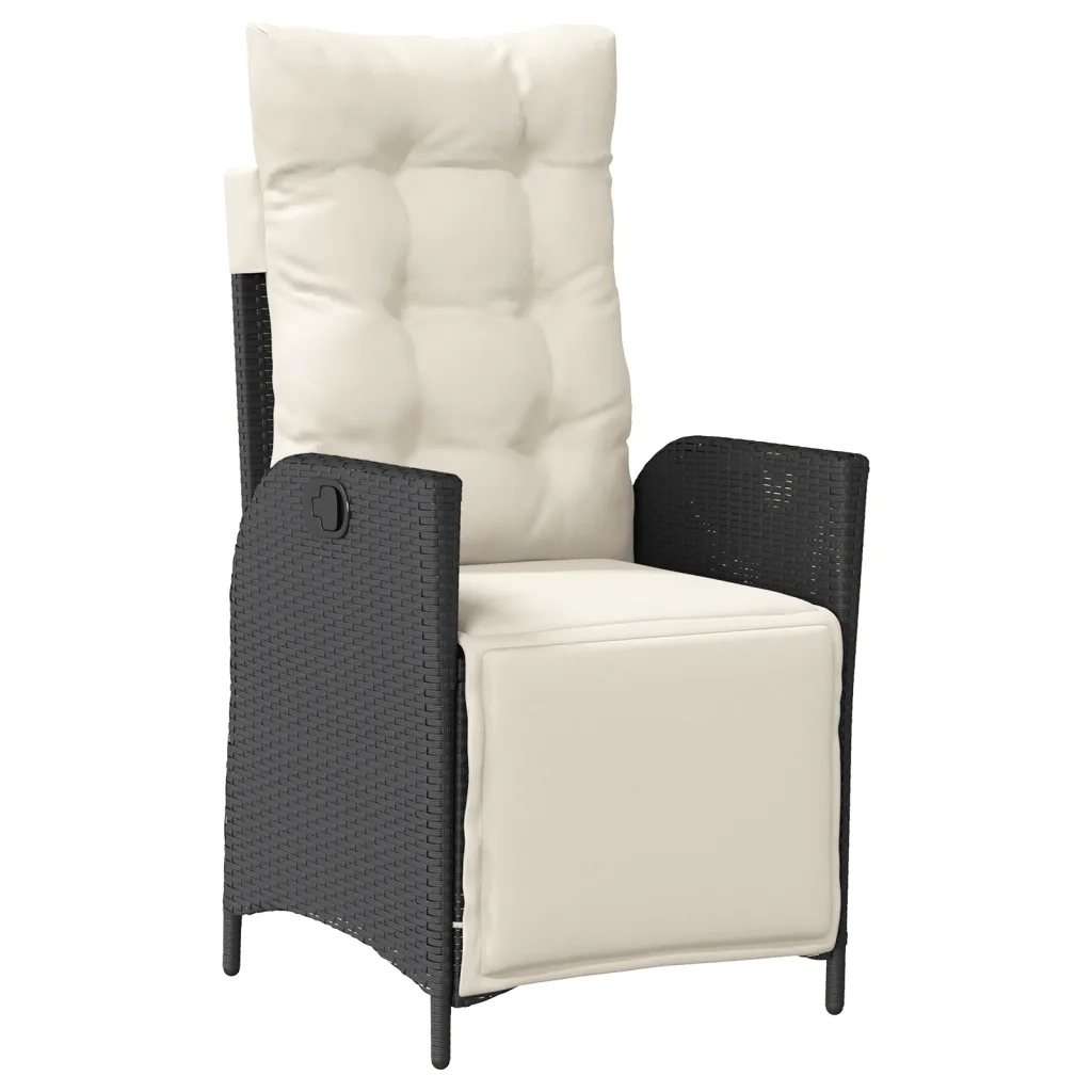 Set da Pranzo da Giardino 9 pz con Cuscini Nero in Polyrattan 3213173