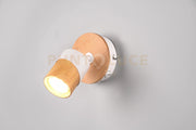 ARUNI SPOT SINGOLO ORIENTABILE METALLO BIANCO E LEGNO NATURALE H. 13,5CM 1 LUCE ATTACCO GU10