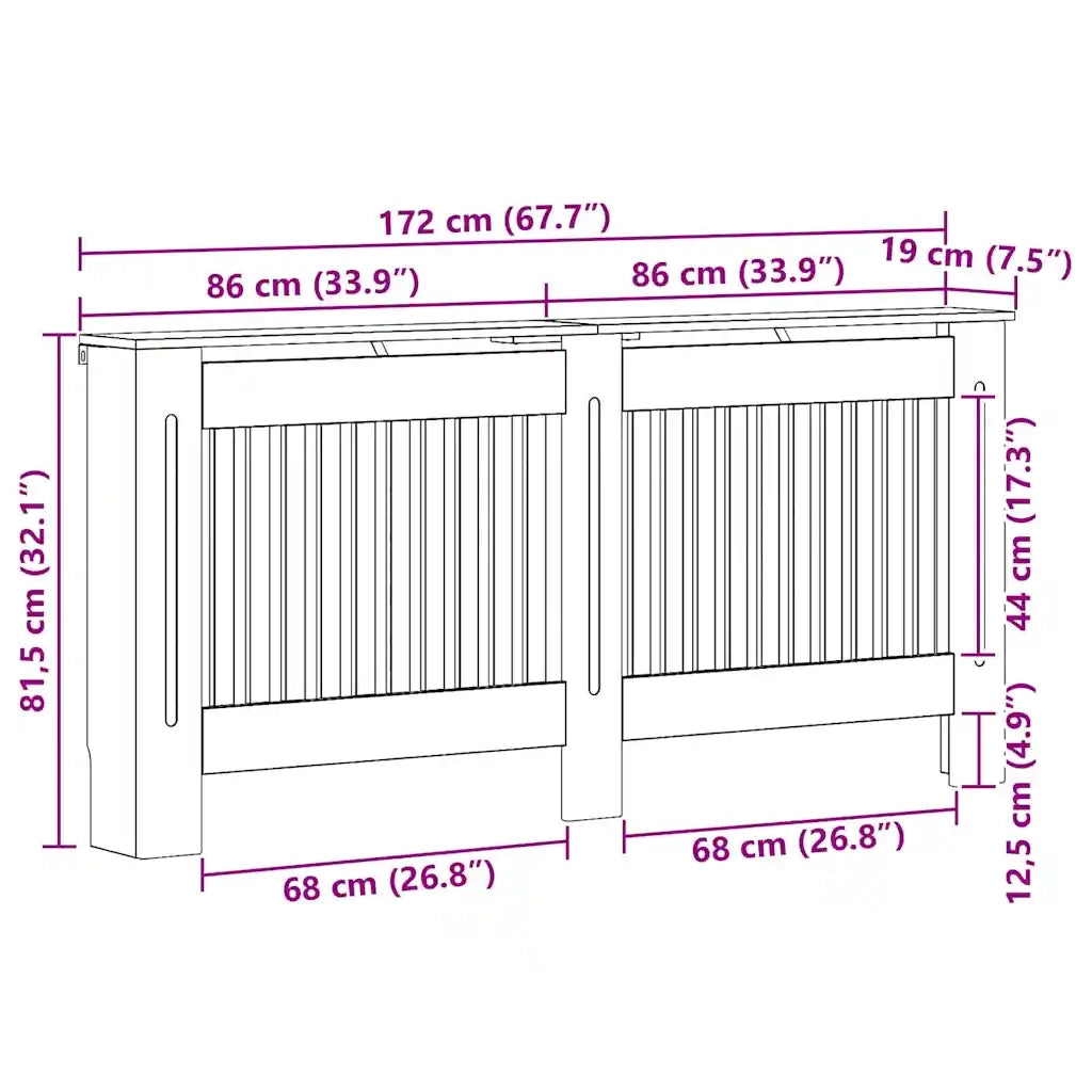 Copertura per radiatori Grigio Sonoma 172 x 19 x 81,5 cm CFW4168452