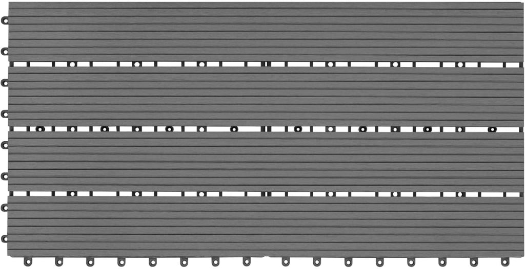 Piastrelle per Pavimenti da Esterno Mattonelle Pavimentazione ad Incastro Click-Deck in Legno Composito, con 12 Pannelli da 30x60 cm Grigio Chiaro