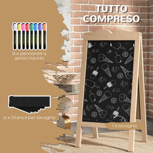 Lavagna Magnetica per Bambini 51x42x101 cm con Accessori in Legno di Abete