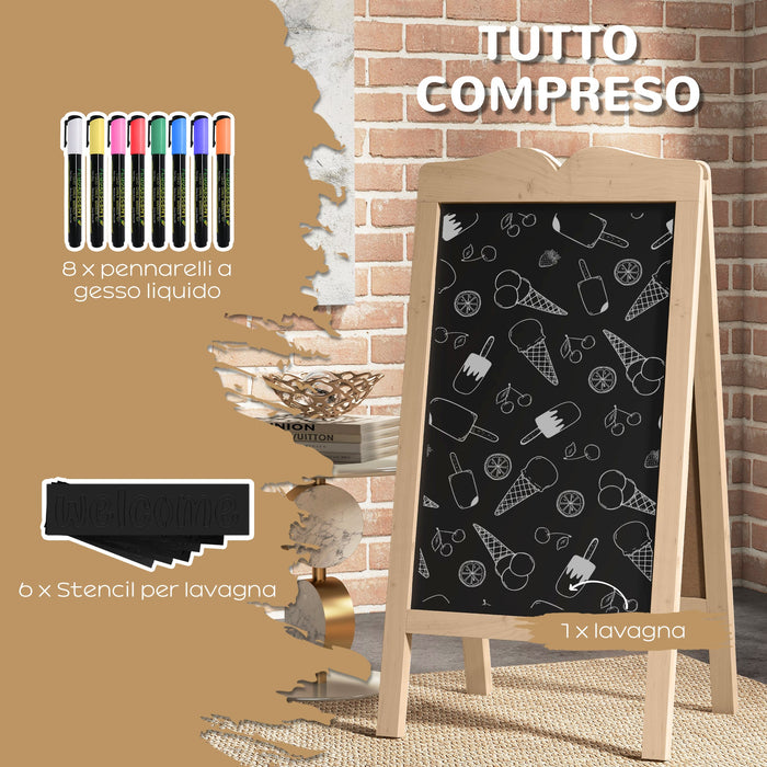 Lavagna Magnetica per Bambini 51x42x101 cm con Accessori in Legno di Abete