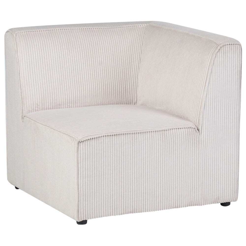 Modulo a un posto con angolo destro in velluto a coste beige stile moderno
