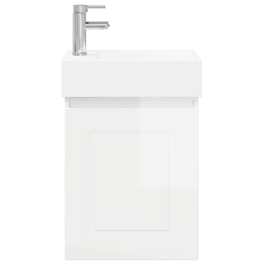 Mobile bagno con rubinetto Bianco Lucido 45,5 x 22,5 x 84 cm 889465