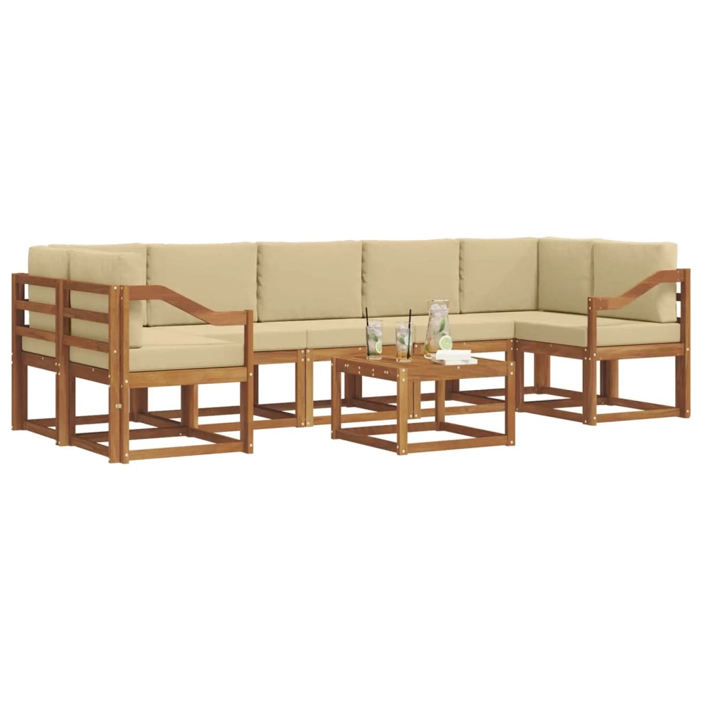 Set di divani da esterno con cuscino 8 pcs Naturale e Beige