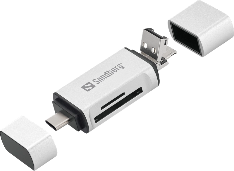 ORIGINAL Sandberg Accessori per computer Argento 136-28 Adapter Sandberg Card Reader USB-C+USB+MicroUSB