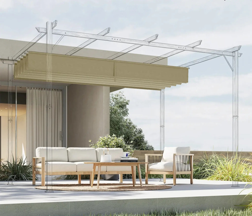 Copertura per Gazebo Pergola 4x3 m con 10 Fori di Drenaggio in Poliestere Traspirante Beige