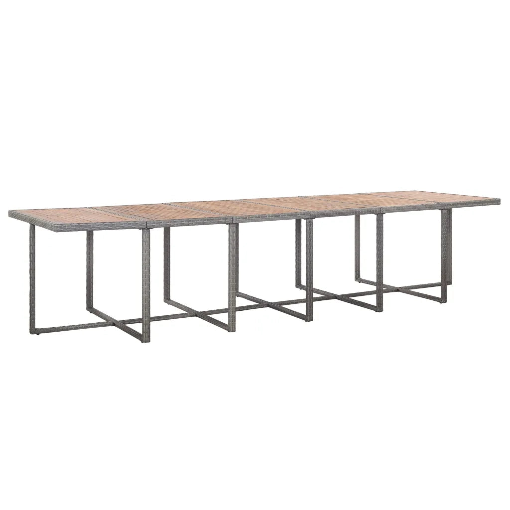 Set da Pranzo per Esterni 17 pz con Cuscini Polyrattan Grigio 46433