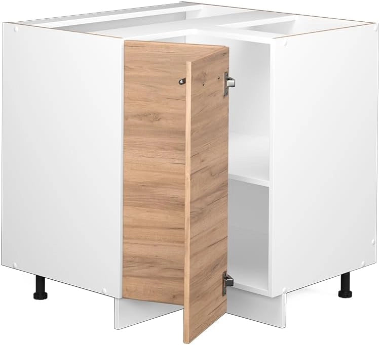 Mobile ad angolo cucina Fame-Line, Quercia dorata, 80.5 cm senza piano di lavoro, per la combinazione con altri moduli della serie Fame-Line