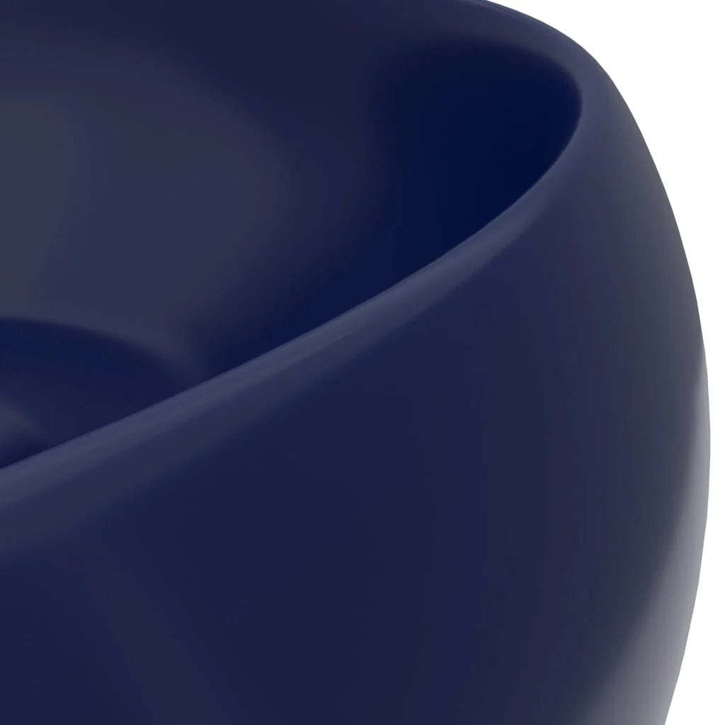 Lavabo rotondo di lusso da appoggio WC lavabo bagno cucina guardaroba interno casa 40 cm ceramica blu scuro opaco 02_0002743