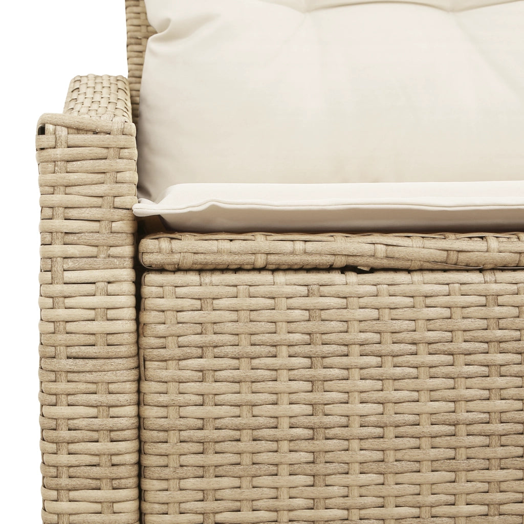 Divano da Giardino a 2 Posti con Cuscini Beige in Rattan