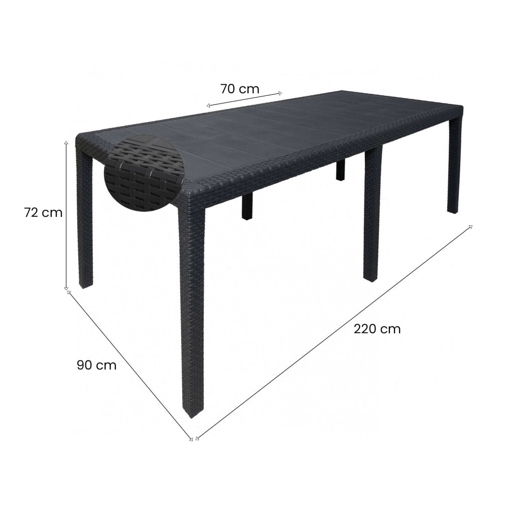 Abbaviva, Tavolo da Esterno 10 Posti Made in Italy, 150x90x72h cm Nero Antracite