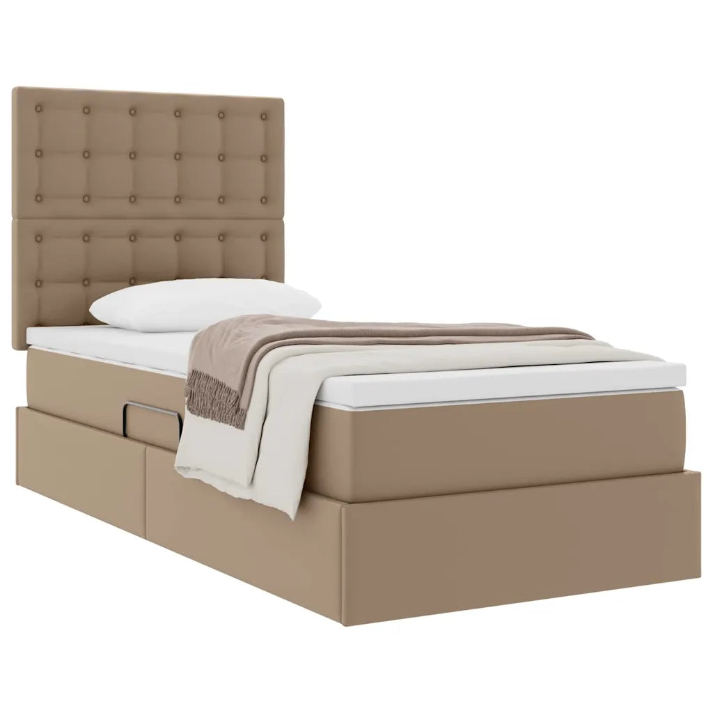 Letto con Contenitore Cappuccino 100 x 200 cm Pelle Sintetica
