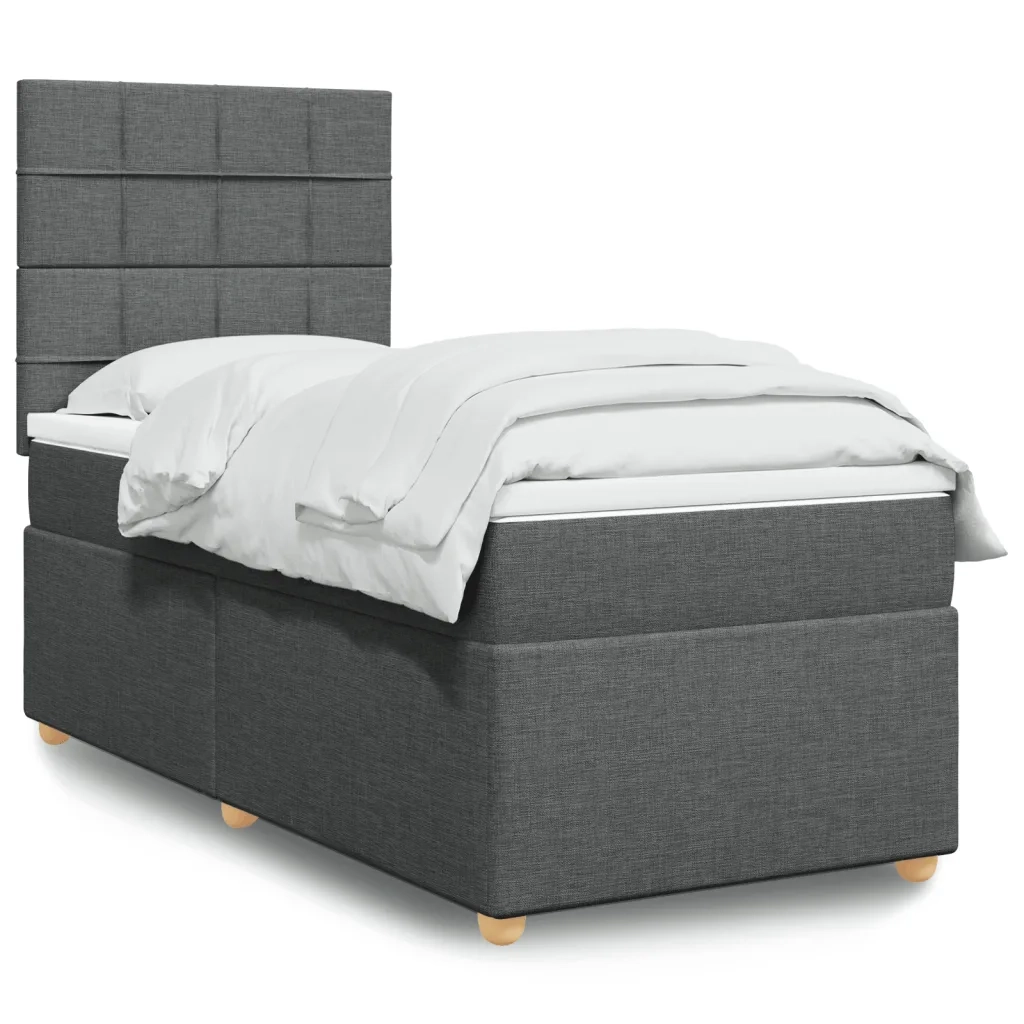 Giroletto a Molle con Materasso Grigio Scuro 90x200 cm Tessuto 3293464