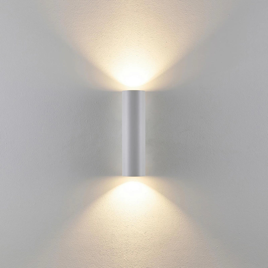 CAN applique moderno da parete doppia emissione GU10 lampada cilindro muro luce ingresso camera da letto 230V COLORE BIANCO
