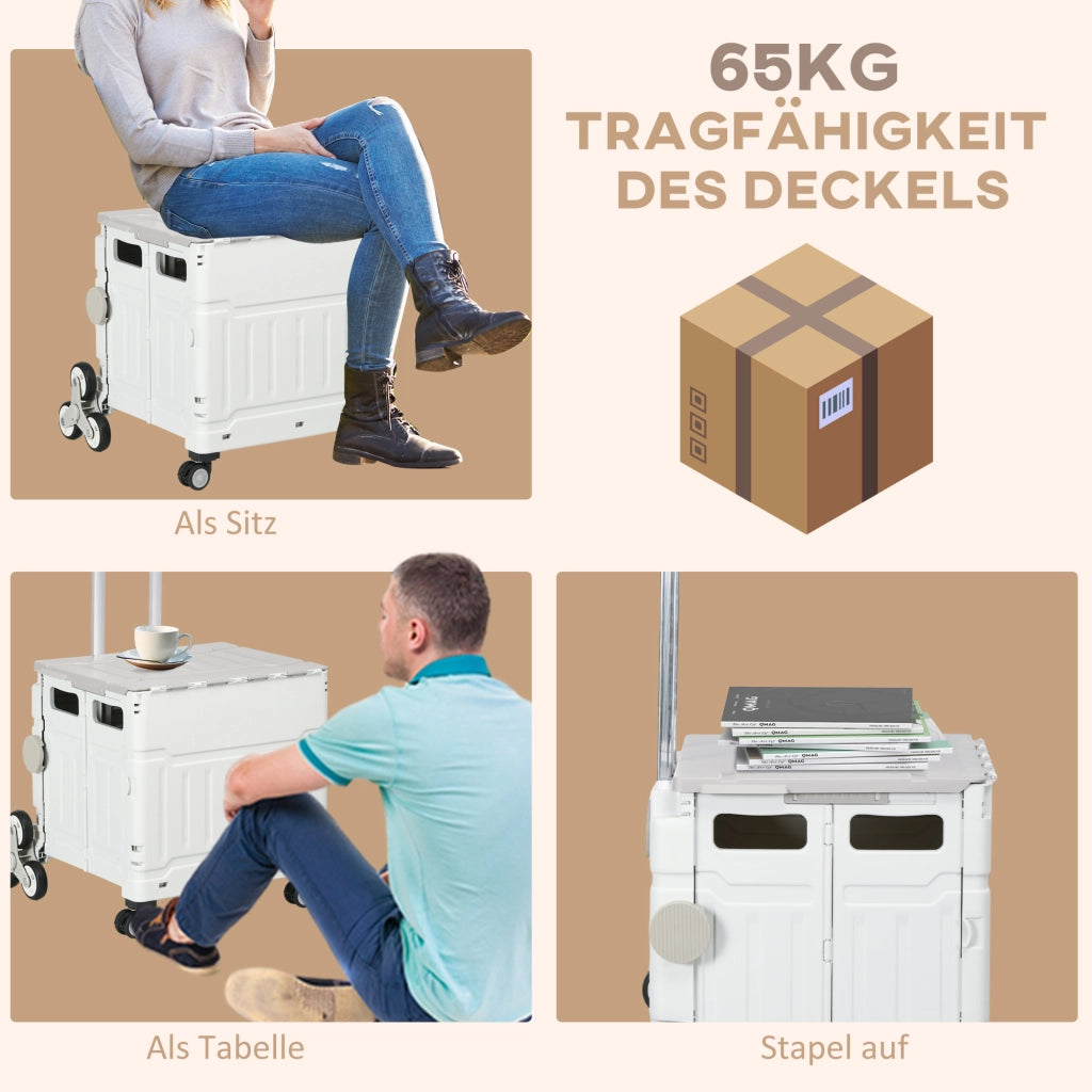 Carrello da Trasporto ¨C Zephmum ¨C Bianco, Klappbar, Teleskopgriff, 65 kg