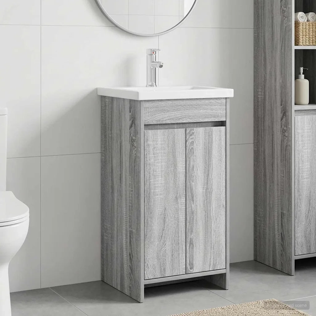 Mobile da bagno con lavabo Sonoma grigio 42 x 40 x 84,5 cm 890773
