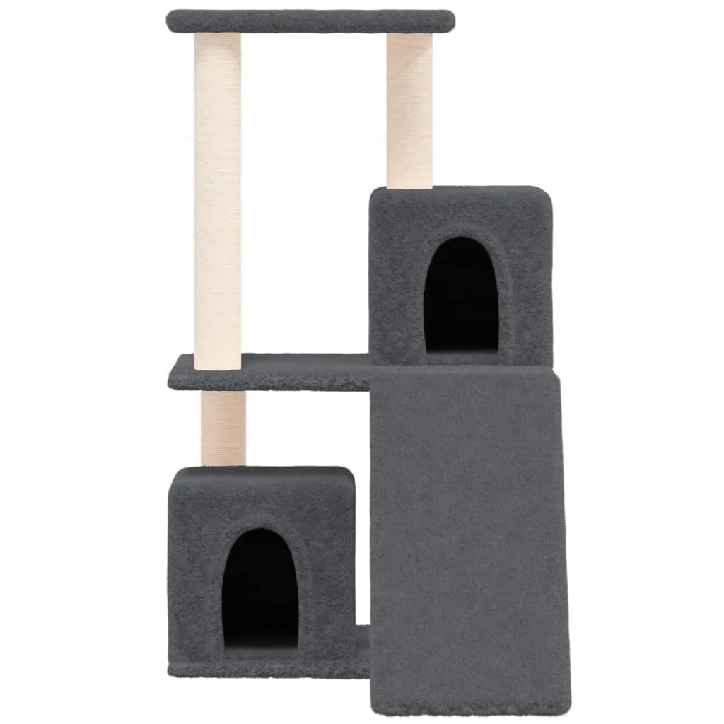Tiragraffi per gatti mobile torre arrampicata giocattolo tiragraffi piattaforma da arrampicata con tiragraffi in sisal scuro 82 cm grigio 02_0022704