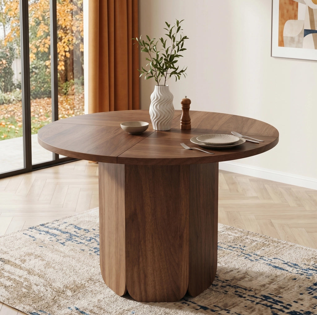 Tavolo da pranzo rotondo ? 120 cm; per 4-6 persone; facile da montare; MDF; noce