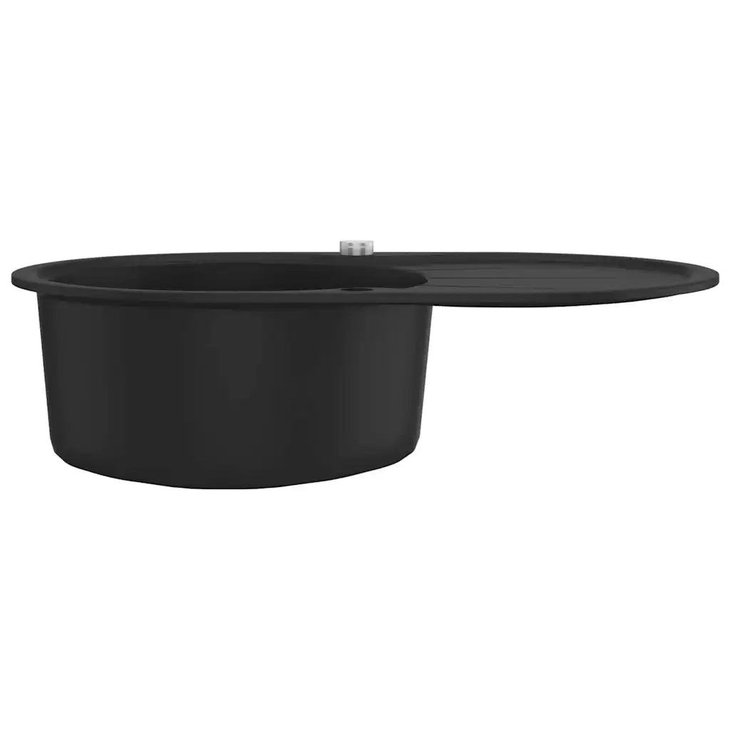 Lavello da Cucina in Granito Vasca Singola Ovale Nero CFW6175995