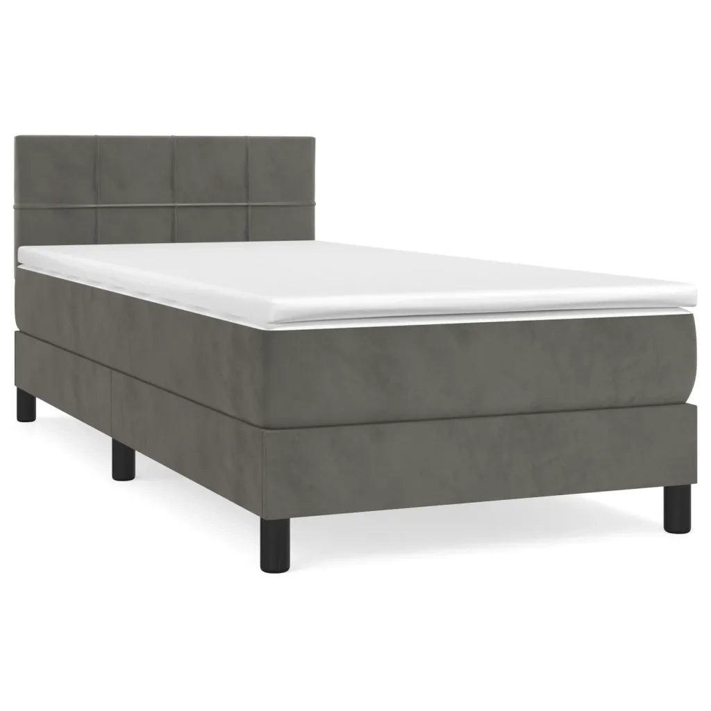 Giroletto a Molle con Materasso Grigio Scuro 90x200 cm Velluto 3141282