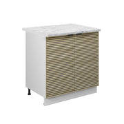 Mobile lavello cucina Fame-Line Pannello in quercia/Bianco 80 cm con ripiano, PL Marmo Vicco