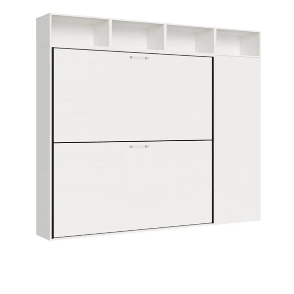 Letto doppio a scomparsa Kando comp.H con materassi bianco frassino