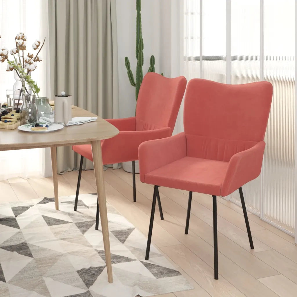 Sedie da Pranzo 2 pz Rosa in Velluto cod mxl 29667