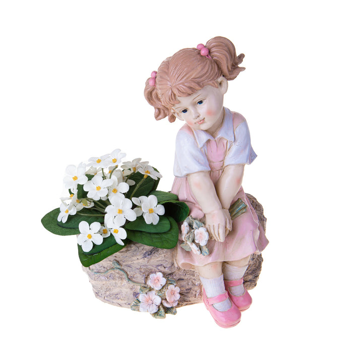 Pianta Artificiale Bambina Seduta con Vaso 33 5 cm