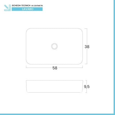 Lavabo da appoggio rettangolare 58x38 cm in acciaio inox bianco opaco  Goya
