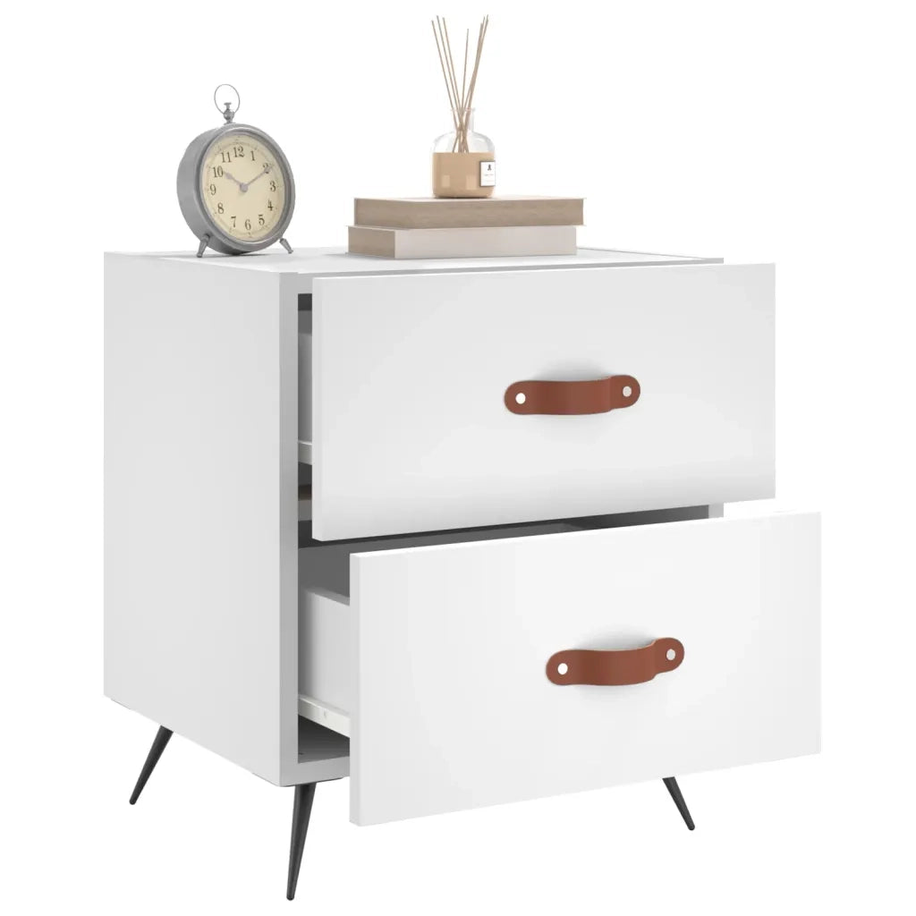 Comodino-Tavolino da notte Bianco 40x35x47,5 cm in Legno Multistrato 117983