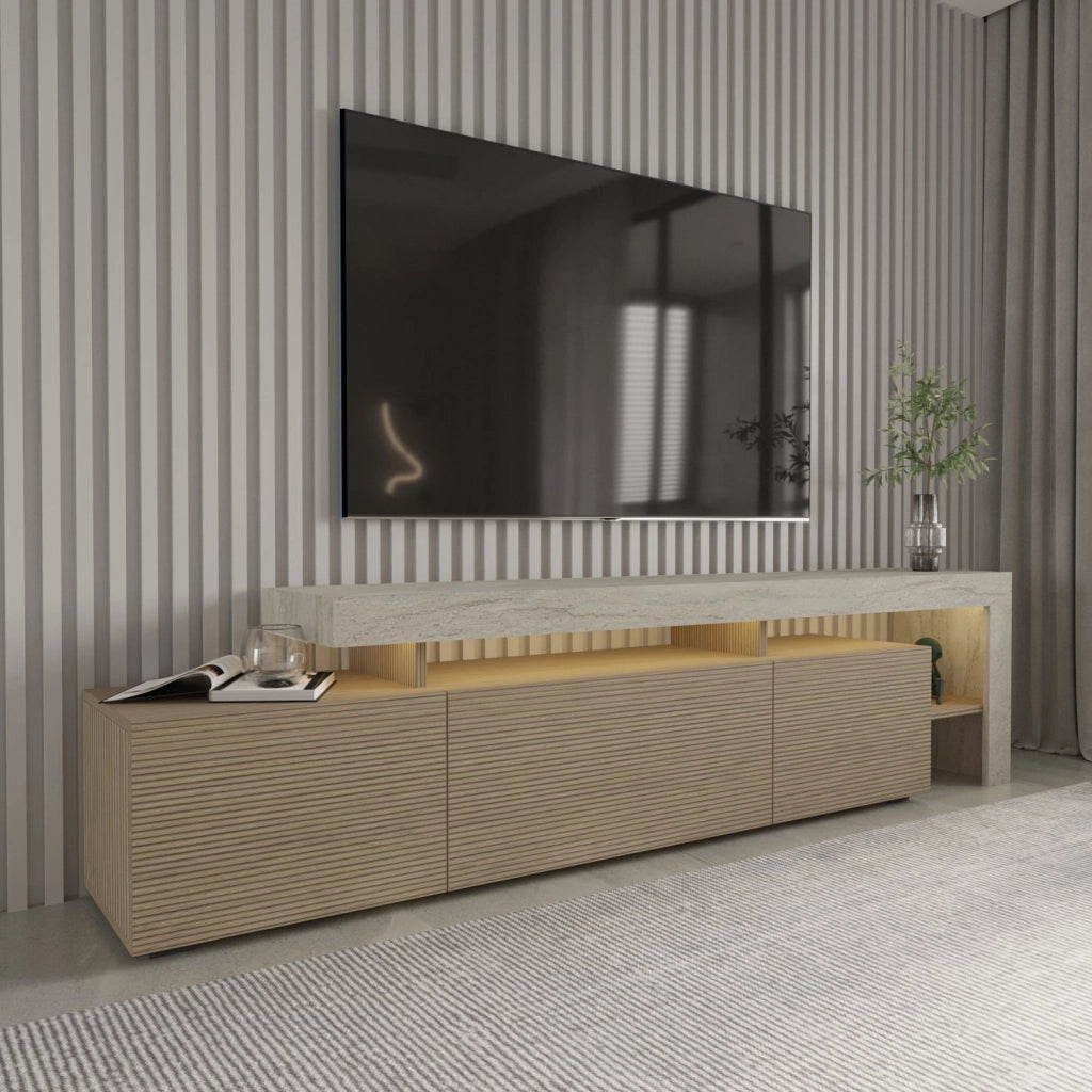 Porta TV in legno "Beliz" - 192 x 37 x 53 cm - Beige