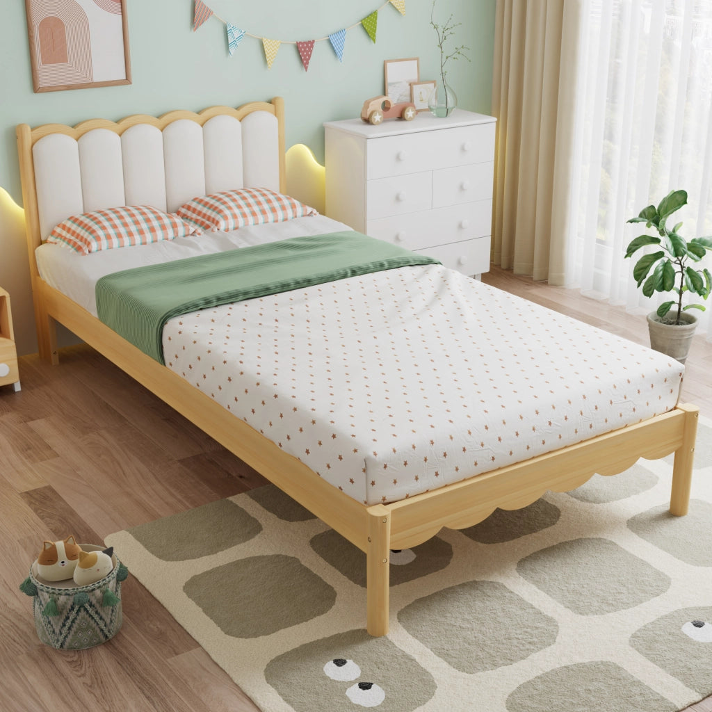 Letto imbottito per bambini 90x200 cm in legno beige