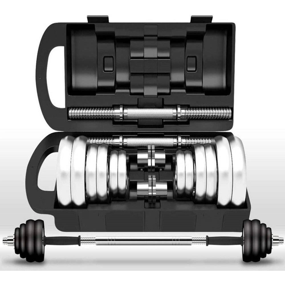 Trade Shop - Set Manubri Regolabili Dumbbell 30kg Manubrio Elettrolitico Bilanciere Palestra -
