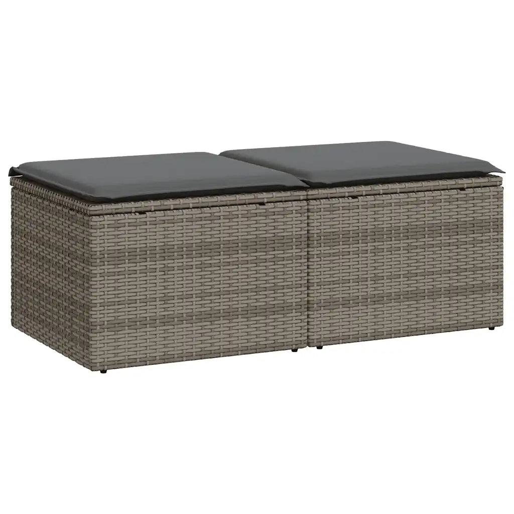 Set Divano Giardino 2 pz | Set Salotto da Giardino con Cuscini Grigio Polyrattan Acacia