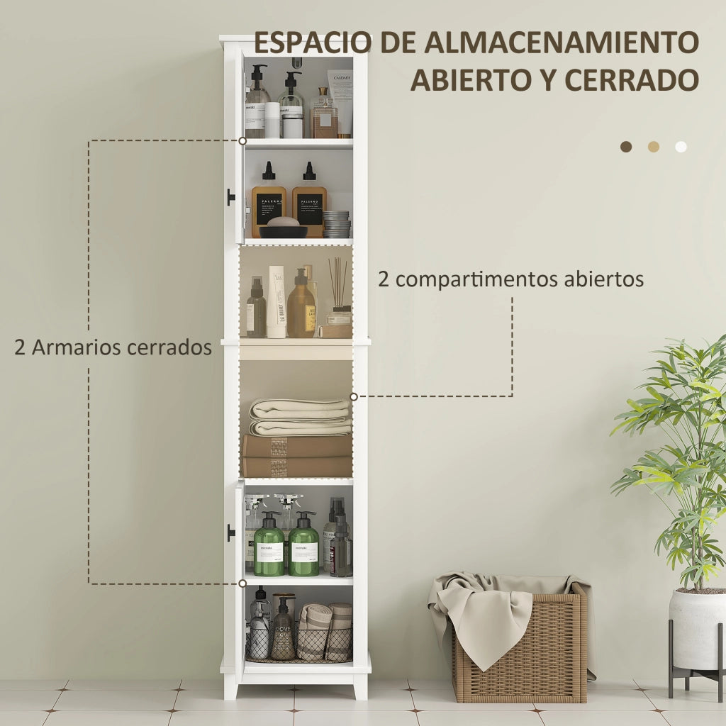 Colonna Bagno con Ripiani Regolabili 2 Ante Ratan ¨C Zephmum ¨C 40x30x167,5 cm Bianco