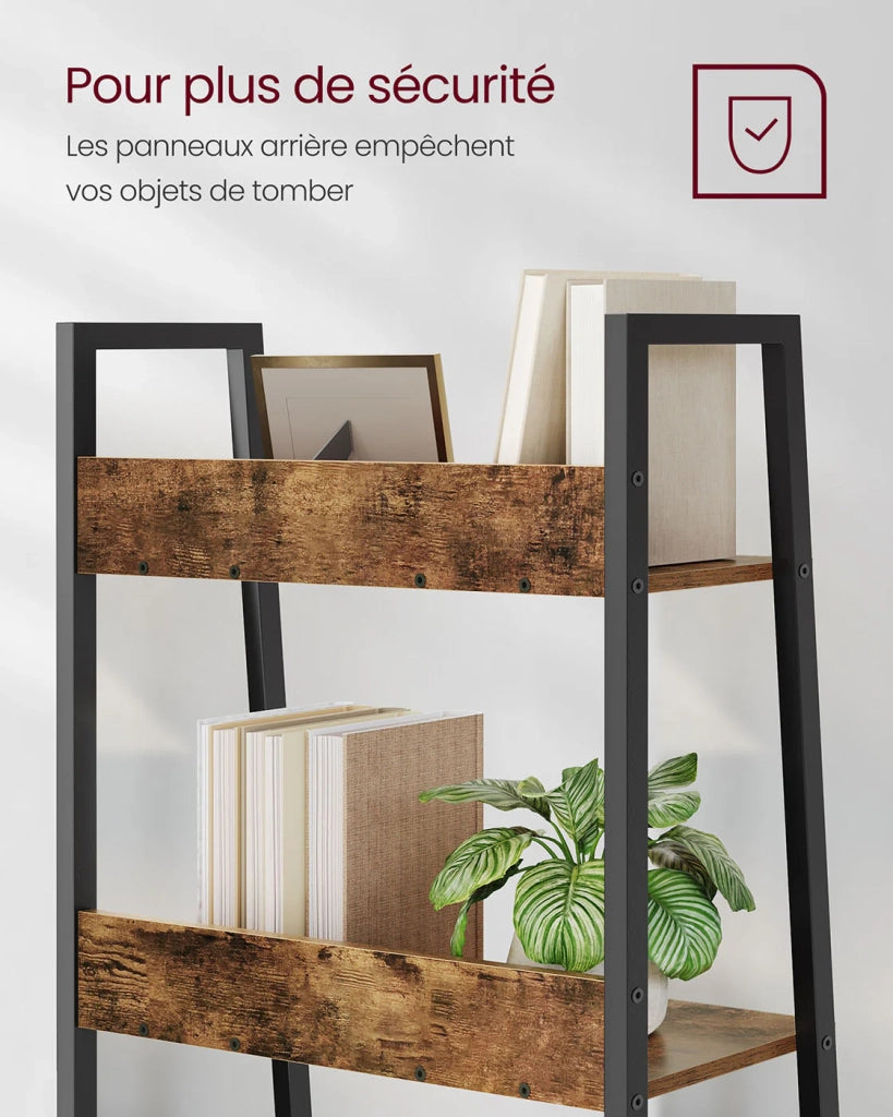 Libreria a 5 ripiani 30 x 60 x 170 cm mobile contenitore indipendente per soggiorno camera da letto cucina struttura in acciaio facile da montare stile industriale marrone rustico e nero 12_0005743