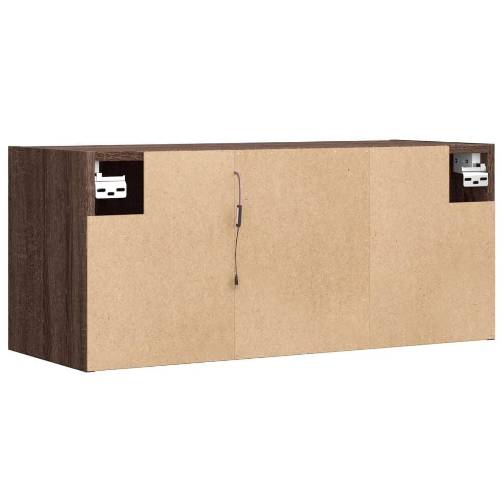 Mobile TV multimediale scaffale TV credenza mobile TV sala da pranzo soggiorno camera da letto mobile da parete con luci LED rovere 80 x 31 x 35 cm marrone 02_0027960