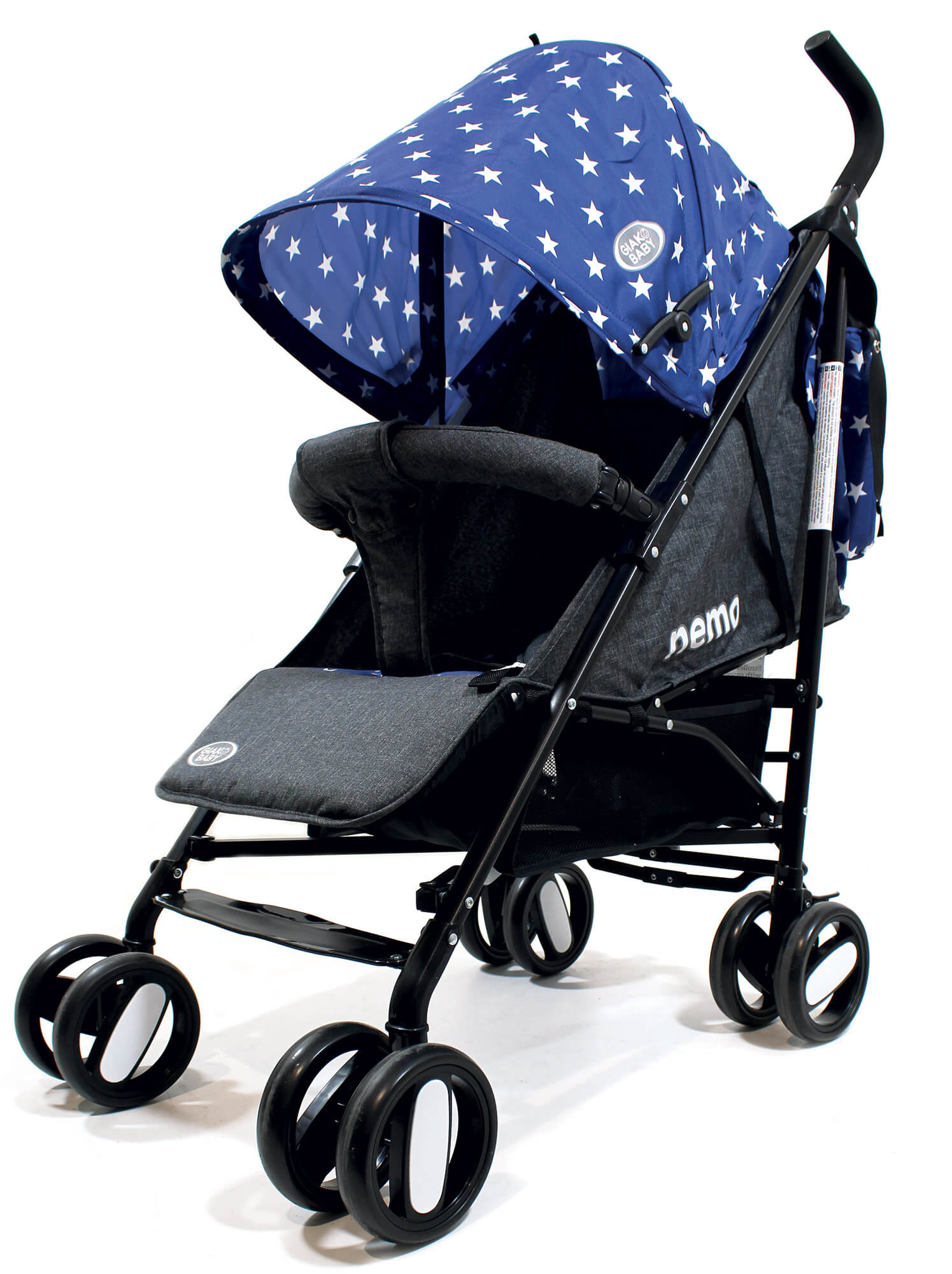 Passeggino Leggero per Bambini Pieghevole con Borsa Nemo Blu con Stelle