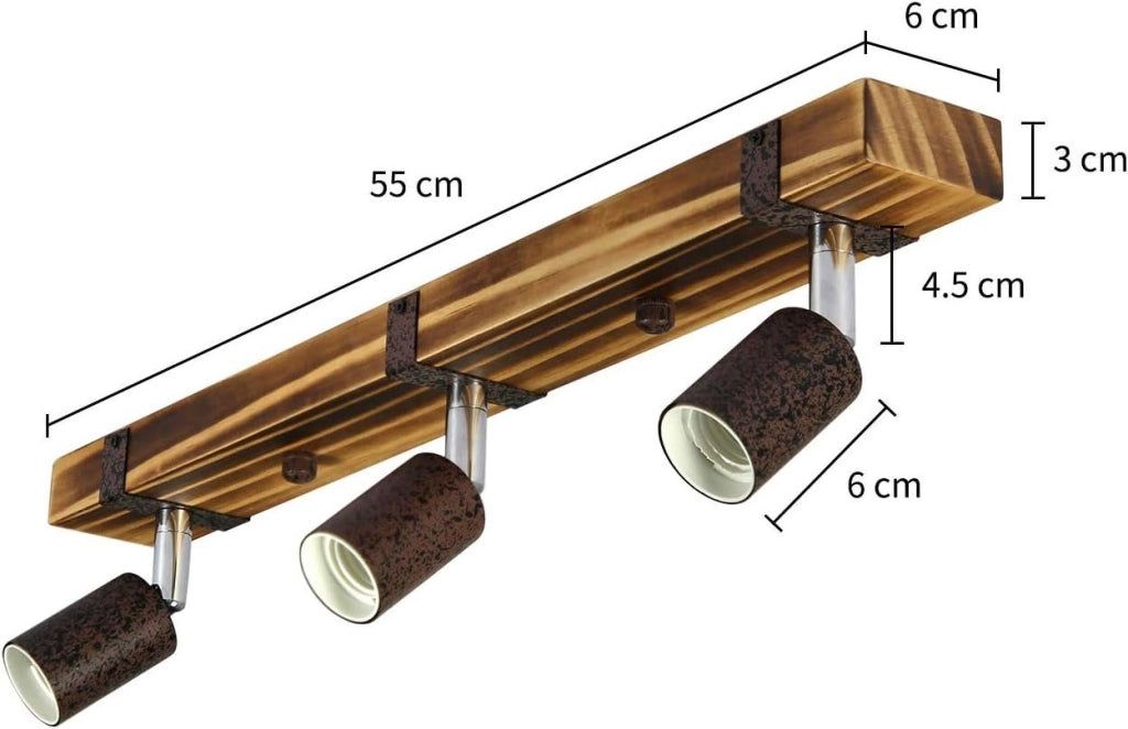 ZMH Faretto da soffitto legno retrò E27 25W rotazione 360° per cucine corridoi ristoranti